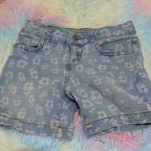 George Blue Jean Shorts with Floral Design